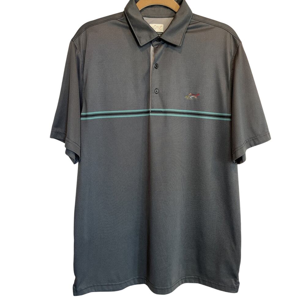 Greg Norman Mens Play Dry Short Sleeve Golf Polo Shirt Polyester Gray Size Large
